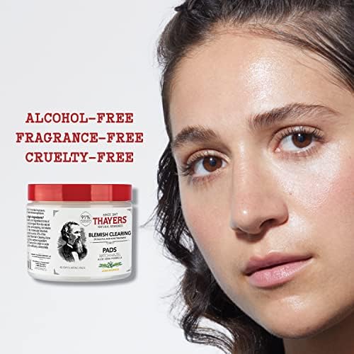 Thayers Blemish Clearing Acne Pads, Salicylic Acid Acne Treatment for Face, Pore Reducing, Exfoliating, and Soothing Skincare, Witch Hazel Toner Pads, 60 Ct