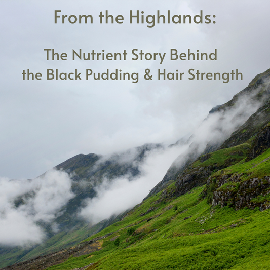 Scottish Highlands landscape hair wellness banner