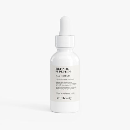 AvireBeauty Retinol & Peptide Face Serum bottle – gentle retinol serum for glass-skin glow”