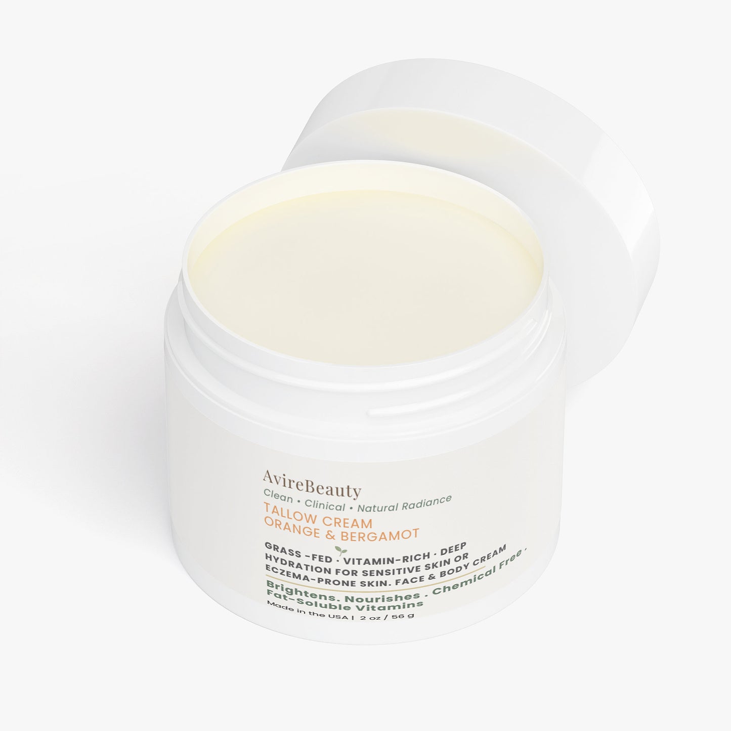 Tallow Cream Orange & Bergamot | Brightening Grass-Fed Moisturizer | AvireBeauty