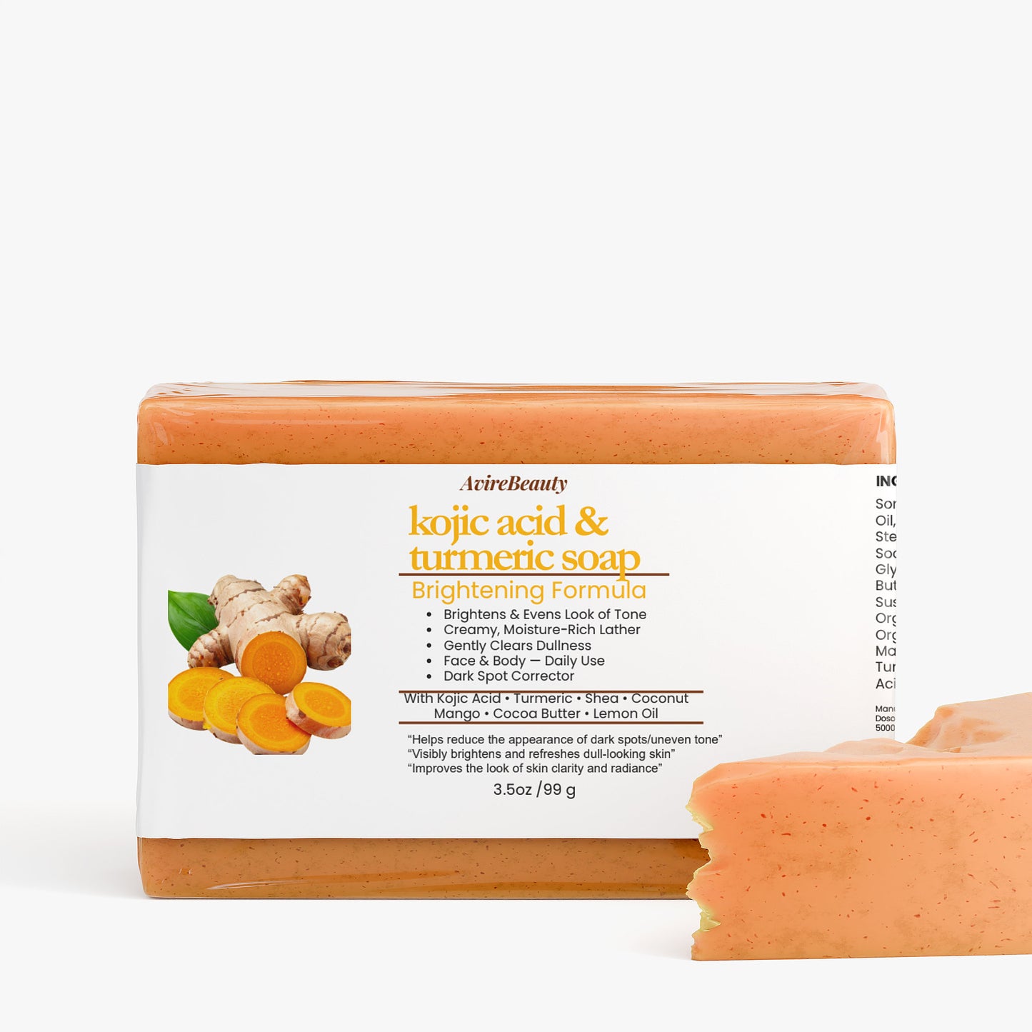 Weightlosscave Kojic Acid + Turmeric Brightening Soap Bar – Fade Dark Spots & Even Skin Tone | Deep Moisture Face & Body Cleanse