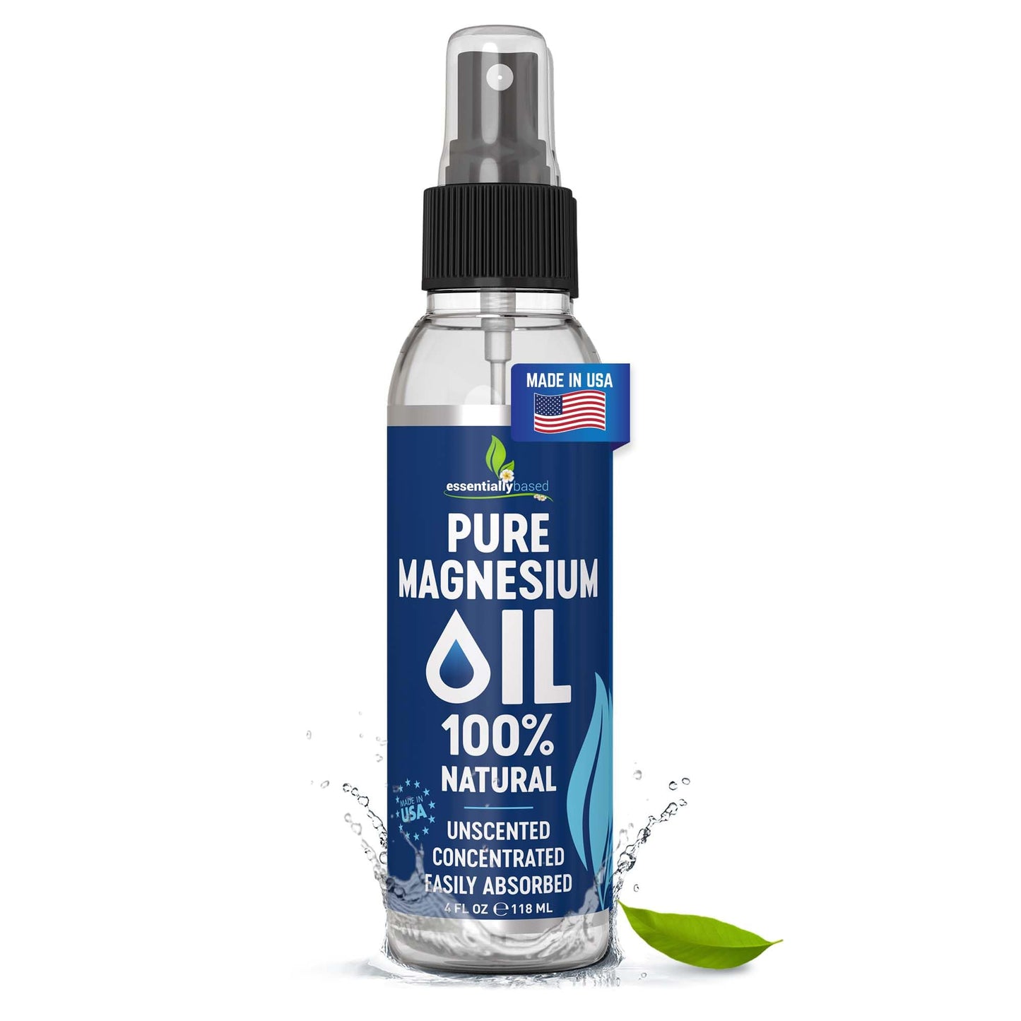 Pure Magnesium Oil Spray 8oz - Topical Magnesium Spray for Sleep Extra Strength - Less Sting - Less Itch - 100% Natural and Organic Oil - Made in USA