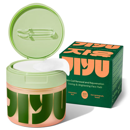 JiYu Toning Polish Pads - Korean Skincare for Dark Spots, Wrinkles & Dull Skin - Hydrating Facial Treatment with Snail Mucin, Niacinamide, Peptides & Centella - 100 Count