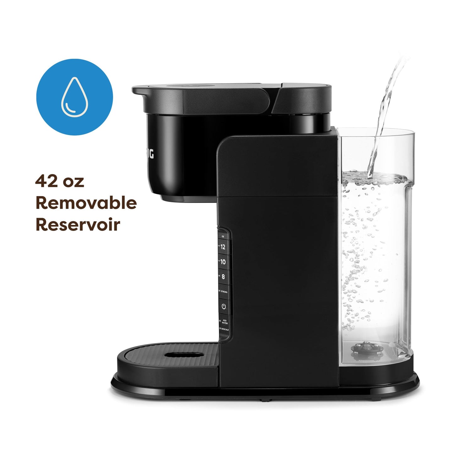 Keurig K-Express Single Serve K-Cup Pod Coffee Maker, 3 Brew Sizes, Strong Button Feature, 42oz Removable Reservoir, Black