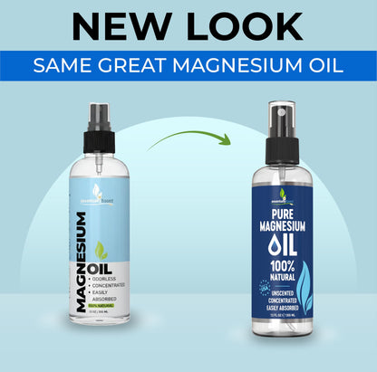 Pure Magnesium Oil Spray 8oz - Topical Magnesium Spray for Sleep Extra Strength - Less Sting - Less Itch - 100% Natural and Organic Oil - Made in USA