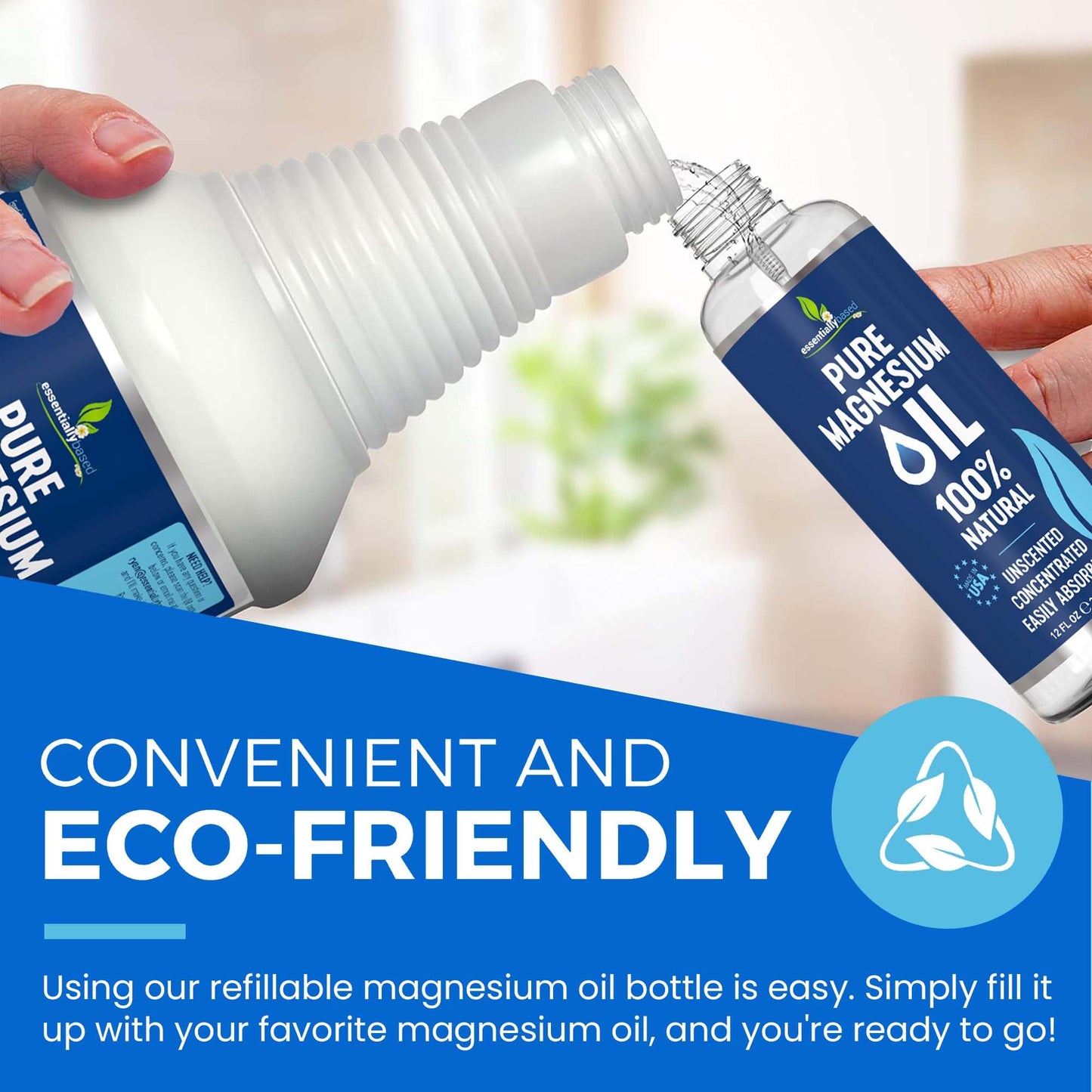 Pure Magnesium Oil Spray 8oz - Topical Magnesium Spray for Sleep Extra Strength - Less Sting - Less Itch - 100% Natural and Organic Oil - Made in USA