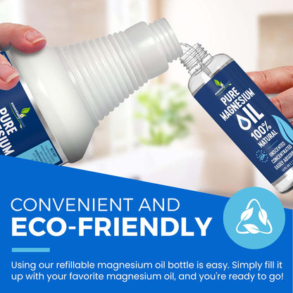 Pure Magnesium Oil Spray 8oz - Topical Magnesium Spray for Sleep Extra Strength - Less Sting - Less Itch - 100% Natural and Organic Oil - Made in USA