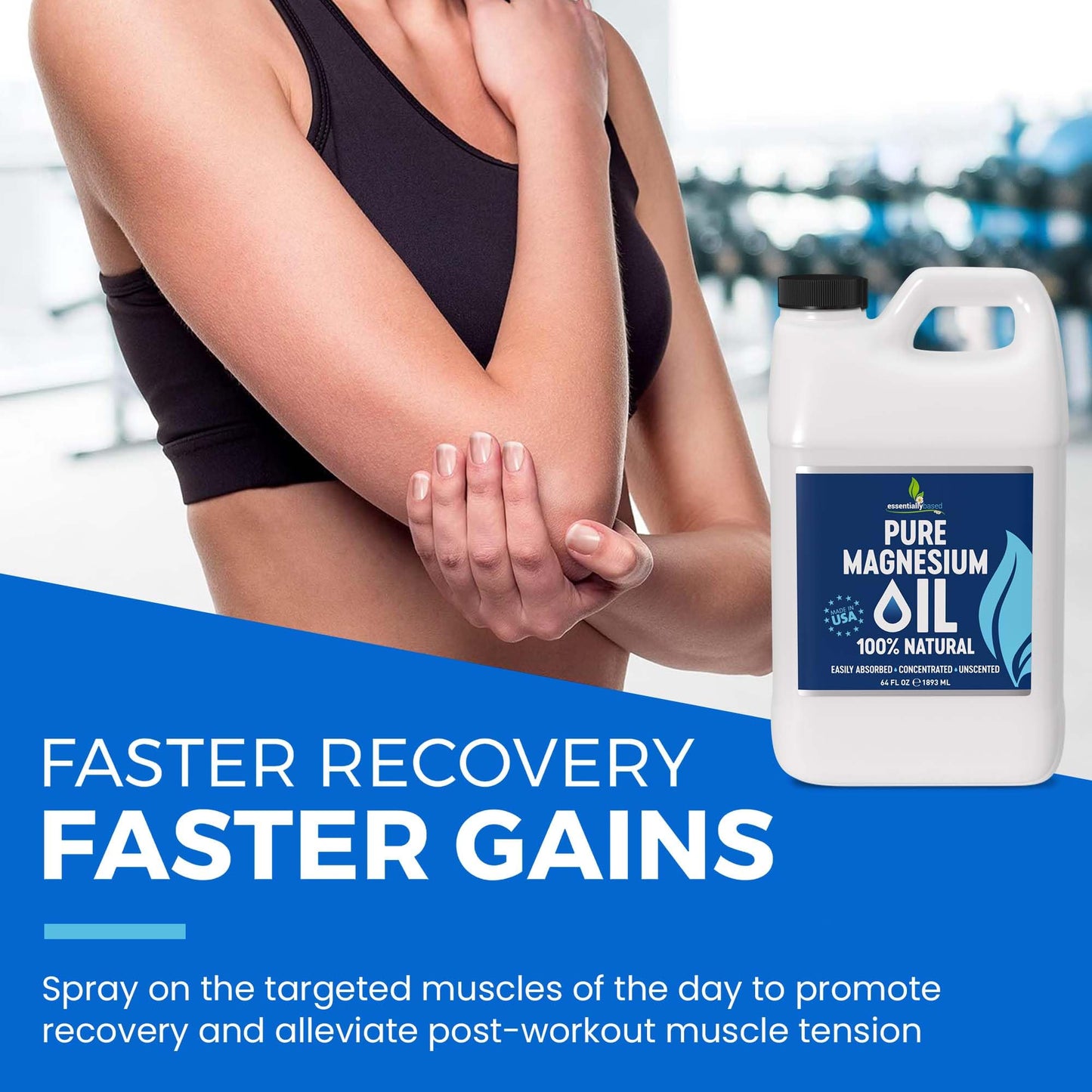 Pure Magnesium Oil Spray 8oz - Topical Magnesium Spray for Sleep Extra Strength - Less Sting - Less Itch - 100% Natural and Organic Oil - Made in USA