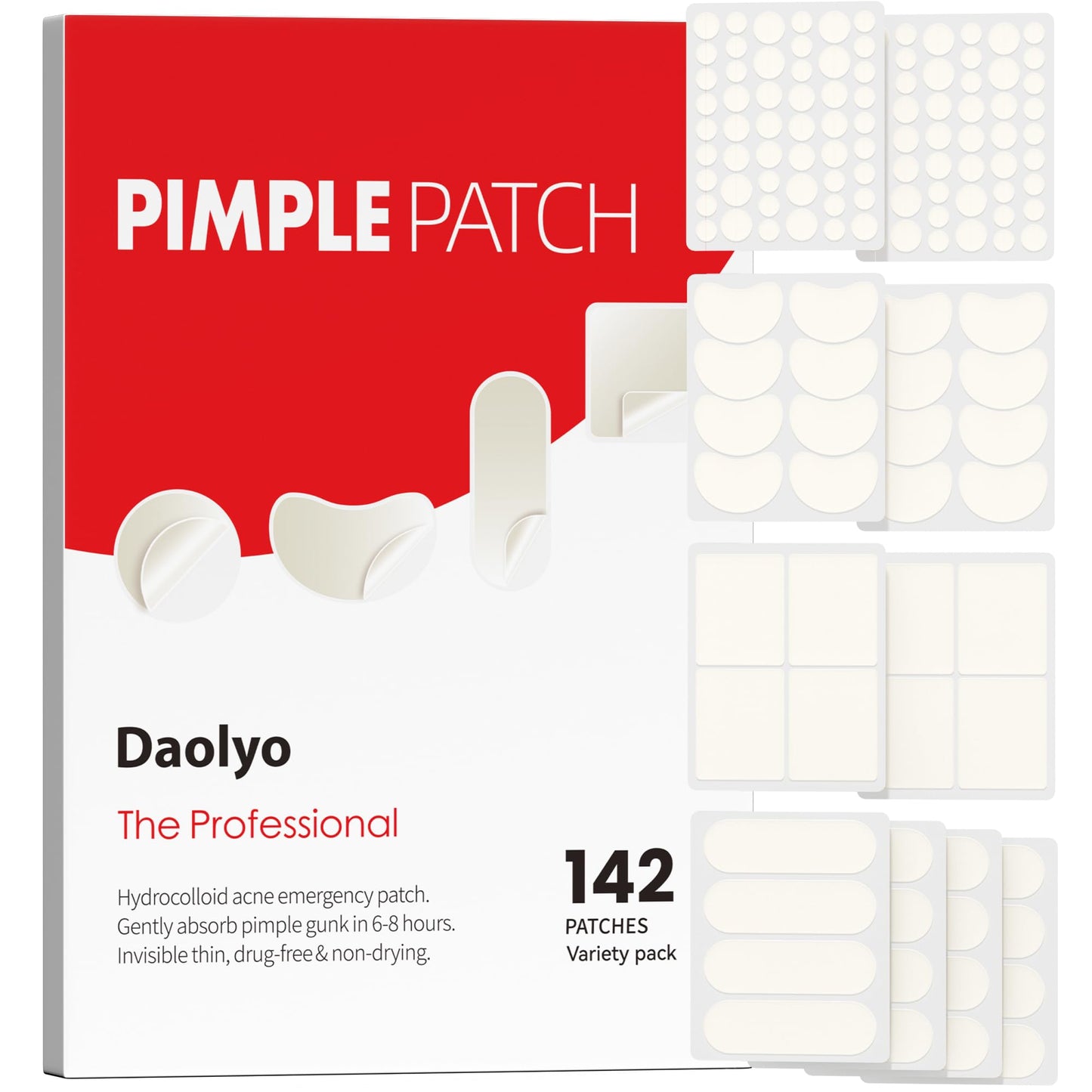 Pimple Patches for Face, 4 Size 300 Counts Acne Patches, Hydrocolloid Patches for Covering Zits and Blemishes, Spot Stickers with Salicylic Acid, Tea Tree Oil & Calendula Oil