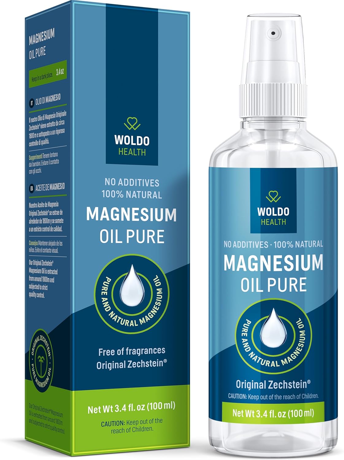 Magnesium Oil Spray Zechstein Chloride 3.4 Oz – Pure, Natural and with The Highest Concentration