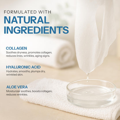 Vitamin C & Collagen Sheet Mask - Anti-Aging, Wrinkle & Age Spot Reducer, Hydrating & Moisturizing - Dermatologist Tested Korean Skincare, Clean Beauty, Cruelty-Free, All Skin Types - 5 Masks