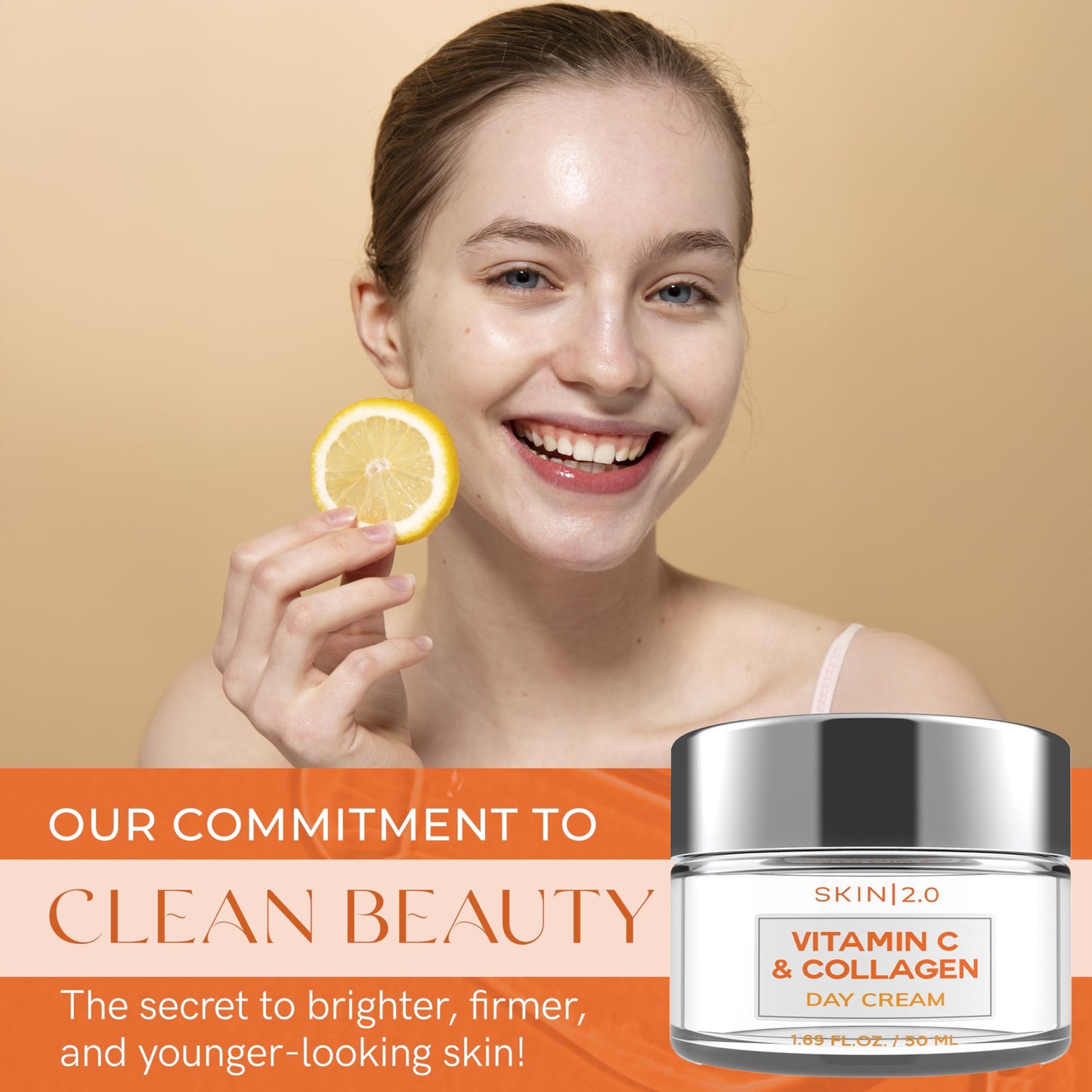 Vitamin C & Collagen Face Moisturizer - Dermatologist Tested, Anti-Aging, Skin Tightening - Brightening, Clean Beauty, Cruelty-Free, Korean Skincare for All Skin Types - 1.69 Fl oz
