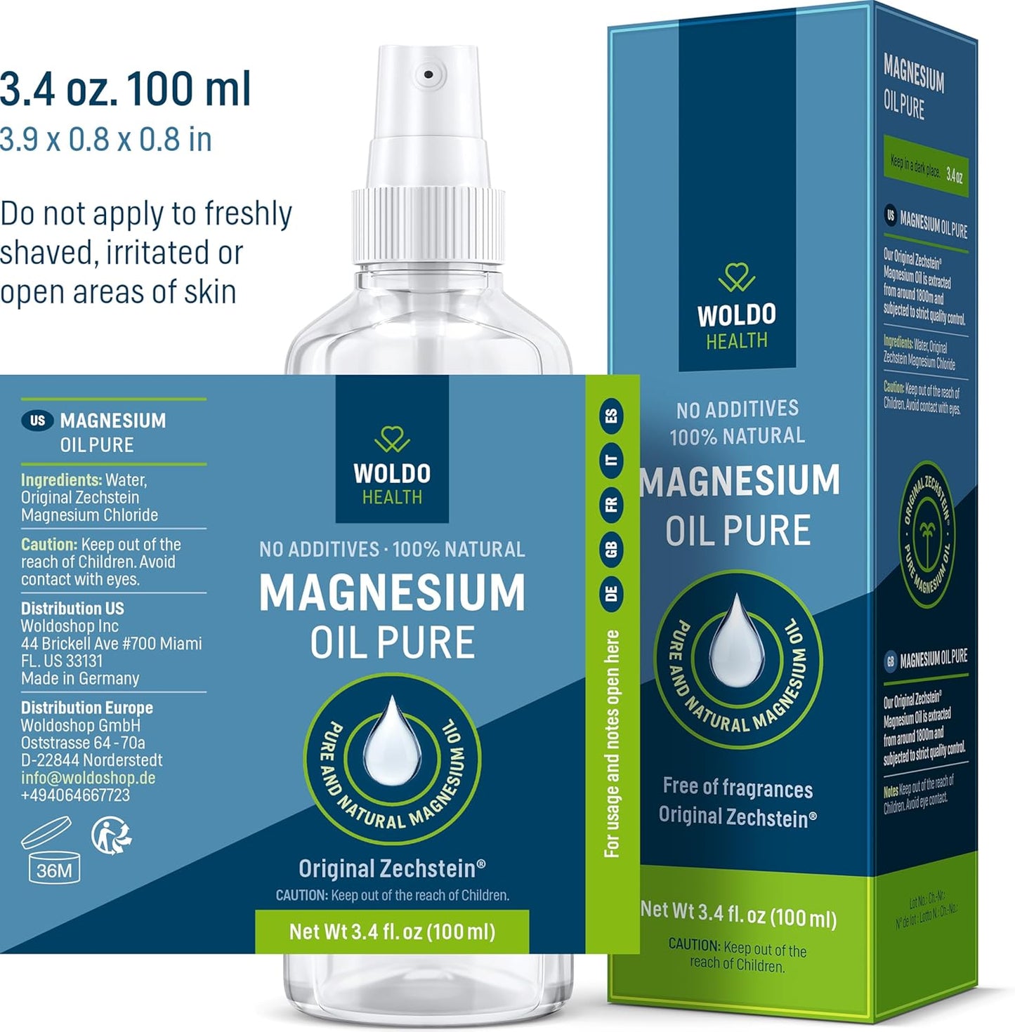 Magnesium Oil Spray Zechstein Chloride 3.4 Oz – Pure, Natural and with The Highest Concentration