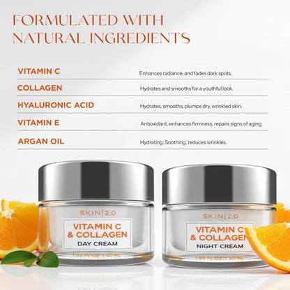 Vitamin C & Collagen Face Moisturizer - Dermatologist Tested, Anti-Aging, Skin Tightening - Brightening, Clean Beauty, Cruelty-Free, Korean Skincare for All Skin Types - 1.69 Fl oz