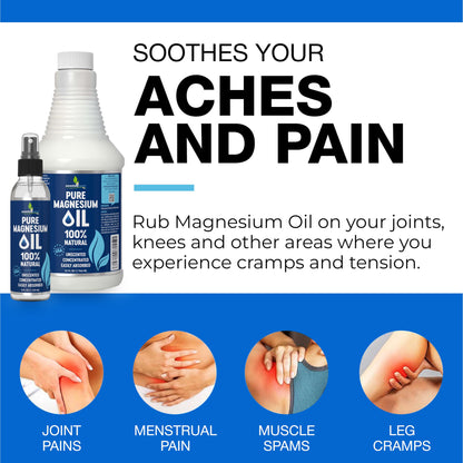 Pure Magnesium Oil Spray 8oz - Topical Magnesium Spray for Sleep Extra Strength - Less Sting - Less Itch - 100% Natural and Organic Oil - Made in USA