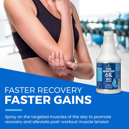 Pure Magnesium Oil Spray 8oz - Topical Magnesium Spray for Sleep Extra Strength - Less Sting - Less Itch - 100% Natural and Organic Oil - Made in USA