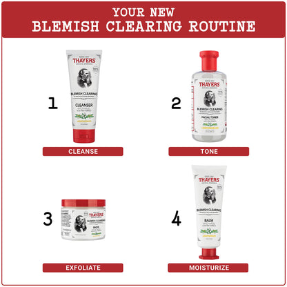 Thayers Blemish Clearing Acne Pads, Salicylic Acid Acne Treatment for Face, Pore Reducing, Exfoliating, and Soothing Skincare, Witch Hazel Toner Pads, 60 Ct