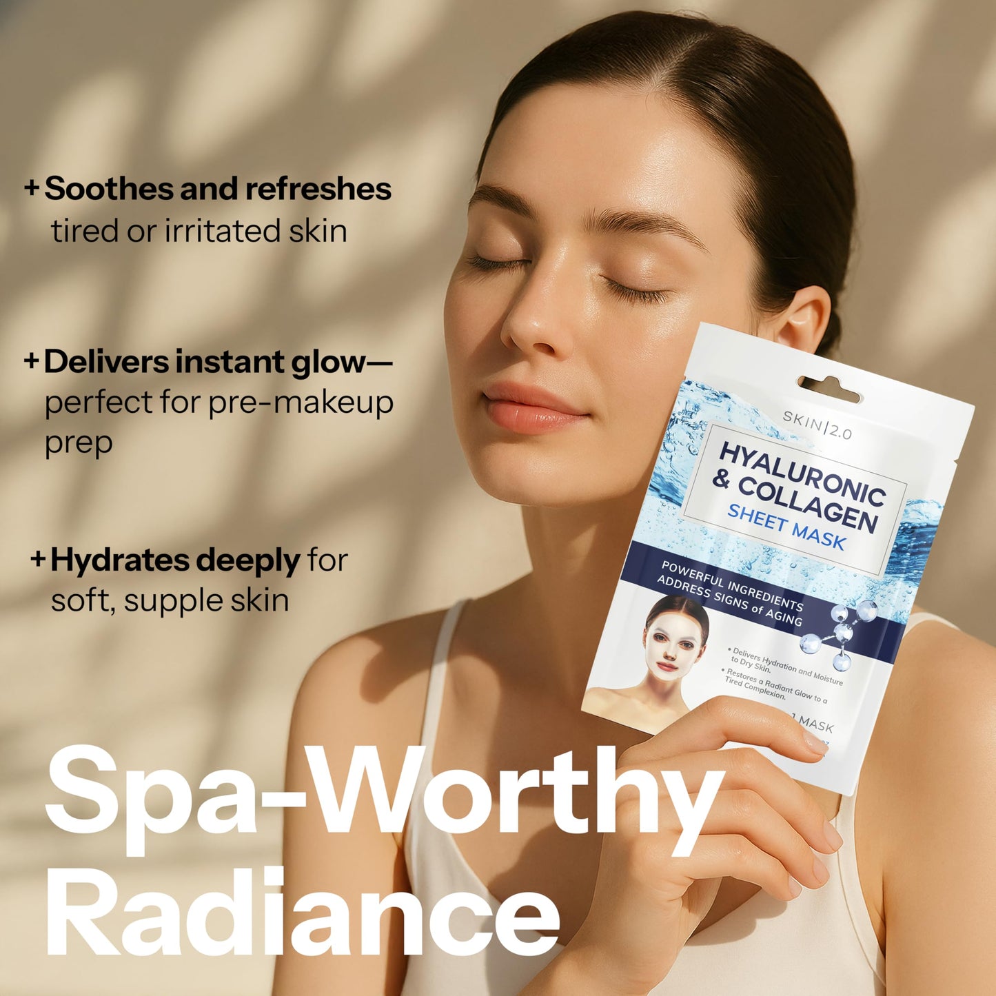 Vitamin C & Collagen Sheet Mask - Anti-Aging, Wrinkle & Age Spot Reducer, Hydrating & Moisturizing - Dermatologist Tested Korean Skincare, Clean Beauty, Cruelty-Free, All Skin Types - 5 Masks